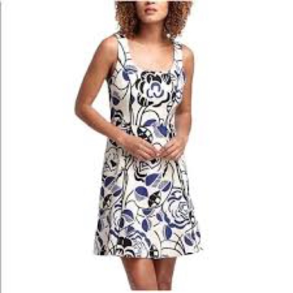 Vanessa Virginia Anthropologie Ink-Set Blooms floral dress